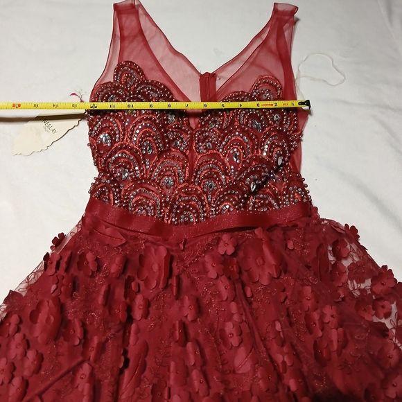 Elegant Asymmetrical Red Dress - Picture 4 of 8